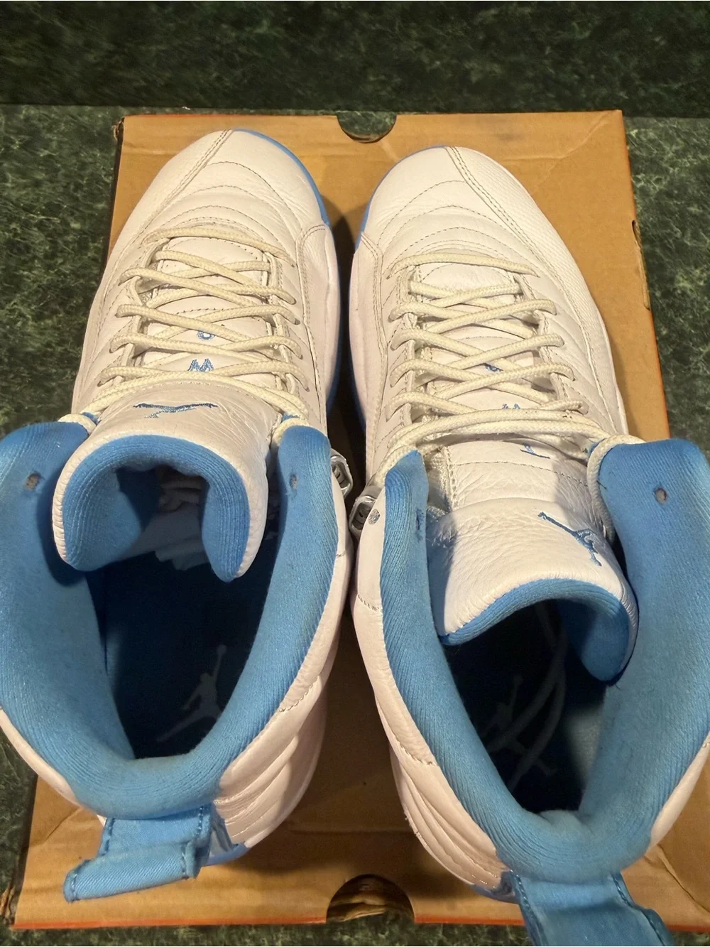Jordan 12 Retro Melo - White and Light Blue Retro Basketball Shoes